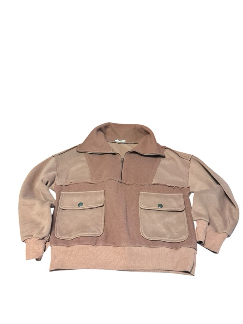 Women’s Two-Tone Brown half zip pullover